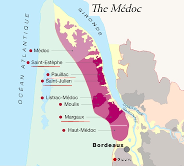 메독지역 그랑크뤼 클라세 와인 생산지역