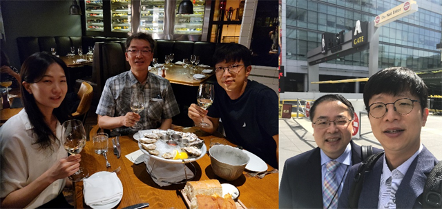 (좌) 서울대병원 이재서 교수님, 한선아 전임의 선생님과 함께한 멋진 식사, (우) 항상 대한이비인후과학회인을 반겨주시고 도와주시는, 감사한 조도연 교수님